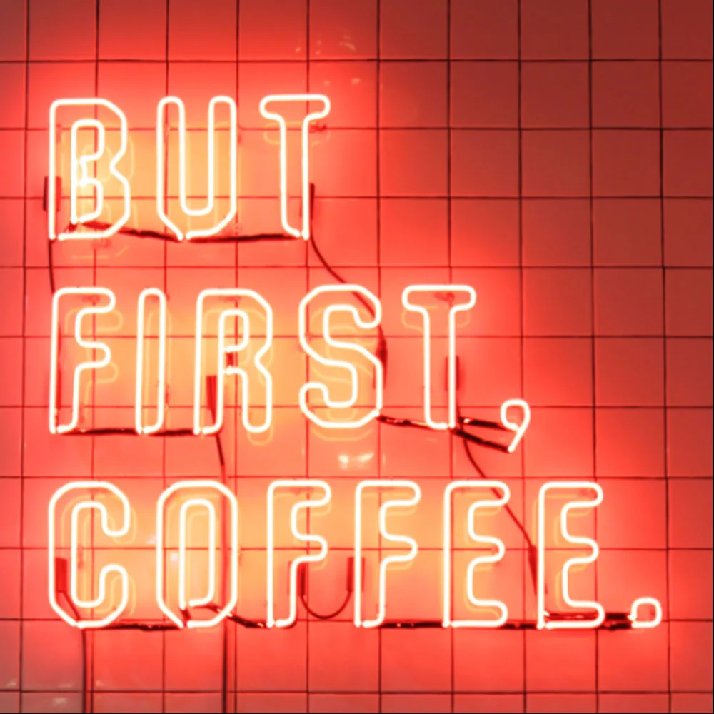 

BUT FIRST COFFEE Neon Light Sign Custom Handmade Real Glass Tube Drink Bar Store Advertise Room Decor Display Lamp Gift 24"X20"