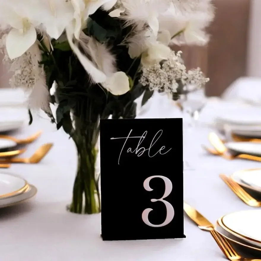Wedding Table Numbers Acrylic Modern Arched Table Numbers for Wedding and Events Black and White