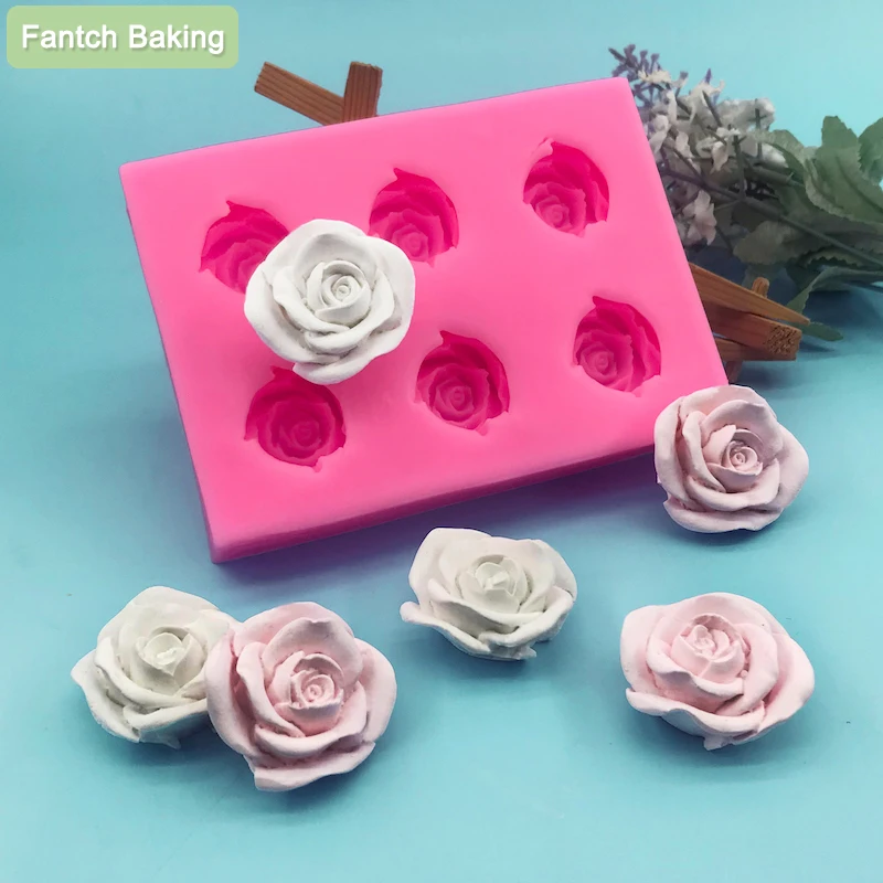 6Hold Rose Silicone Mold 3D Chocolate Flower Making Fondant Cake