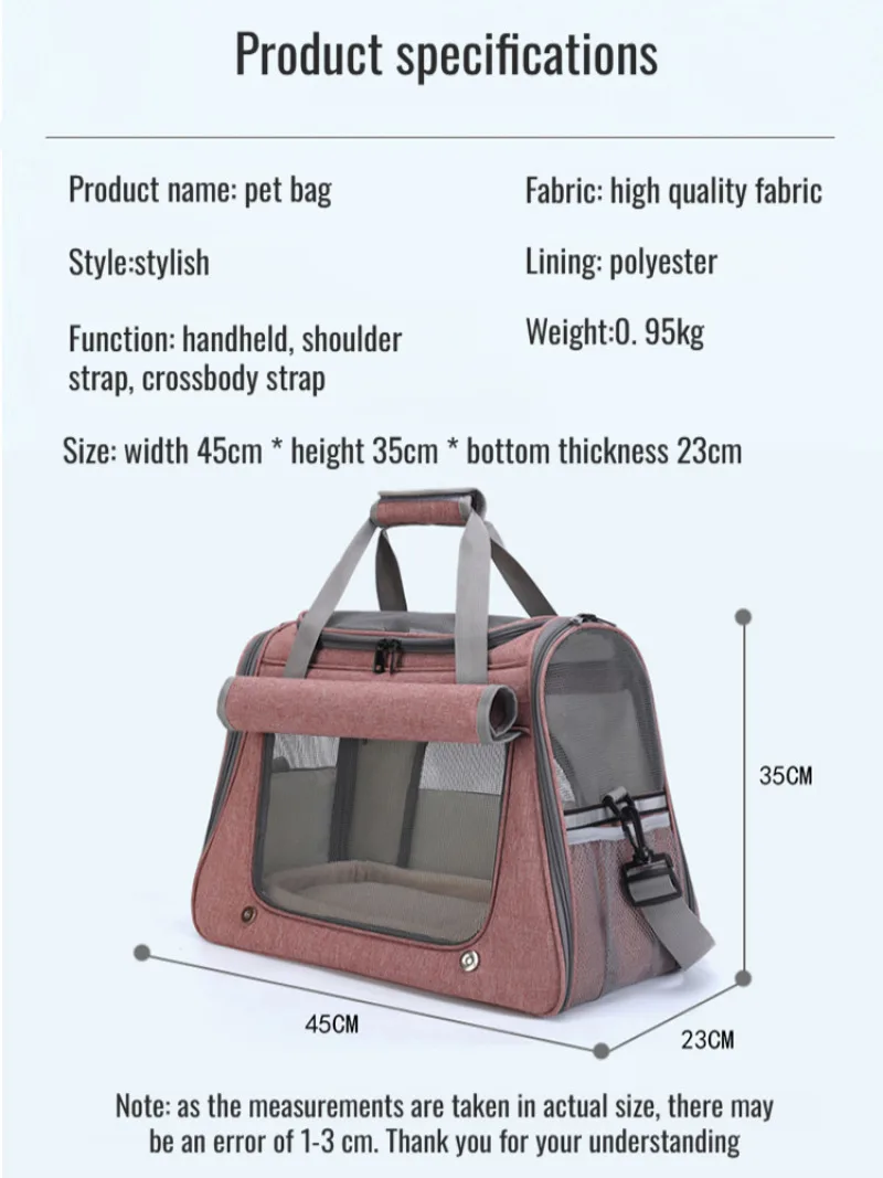Fashion crossbody pet bag pet bag go out crossbody portable handbag Large Capacity Portable Cat Bag
