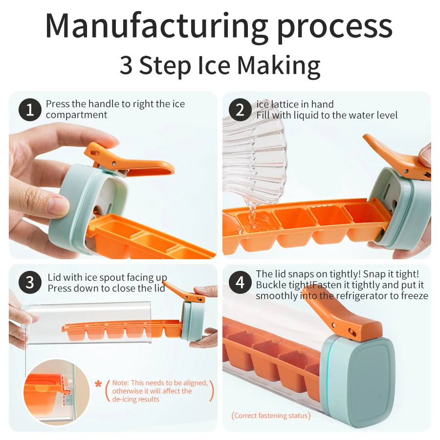 Creativity Ice Cube Tray Easy Demould Ice Maker with Handle Single Hand Press Cube Mold Whiskey Cocktail Drink Box