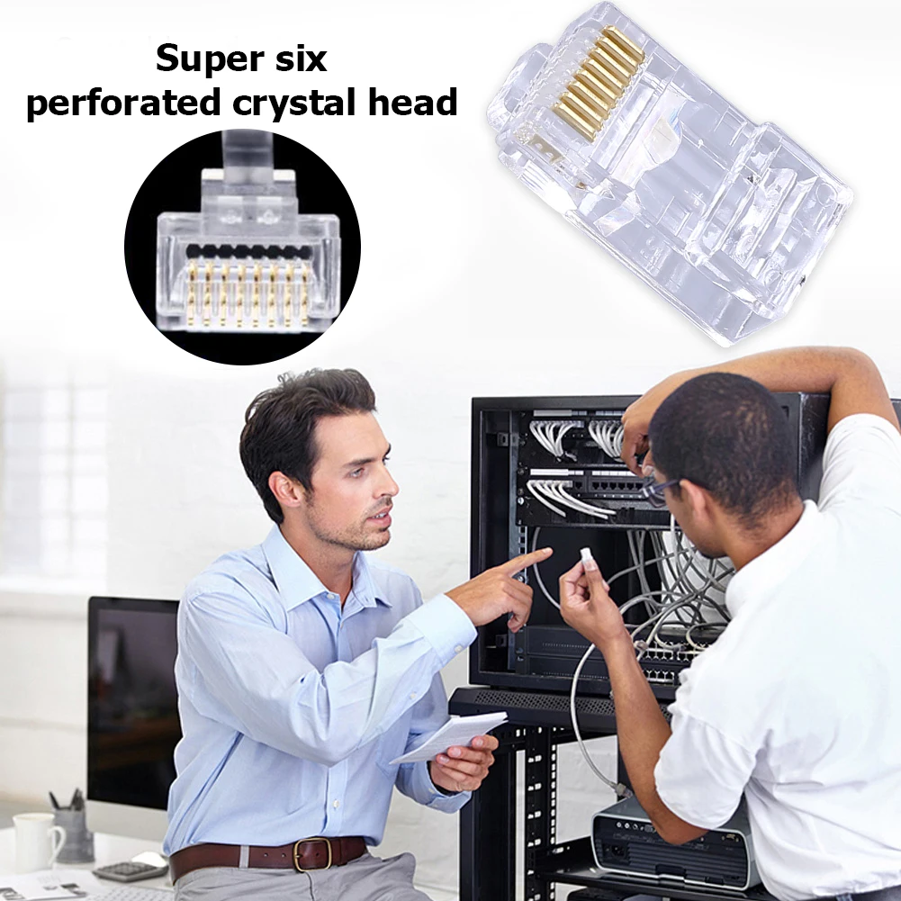 네트 네트워크 모듈식 플러그 커넥터, 금도금 Cat6 Cat5 RJ45, 8P8C 비차폐 모듈식 플러그, 이더넷 케이블 크림퍼 RJ 45, 100 개