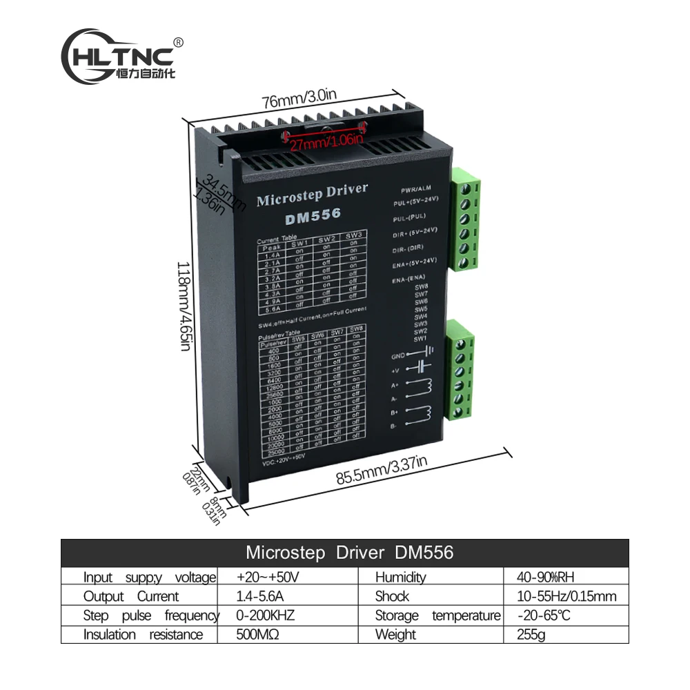Stepper Motor Driver with Stepper Motor for CNC Engraving Milling Machine Nema 23 2N.M 76cm 57hs76 TB6600 DM542 DM556