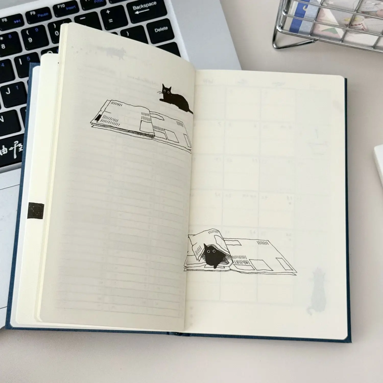 귀여운 고양이 B6 2026 주간 플래너 노트북 일일 주간 계획 저널 개인 다이어리 캘린더 시간 관리 목표 설정 일정표