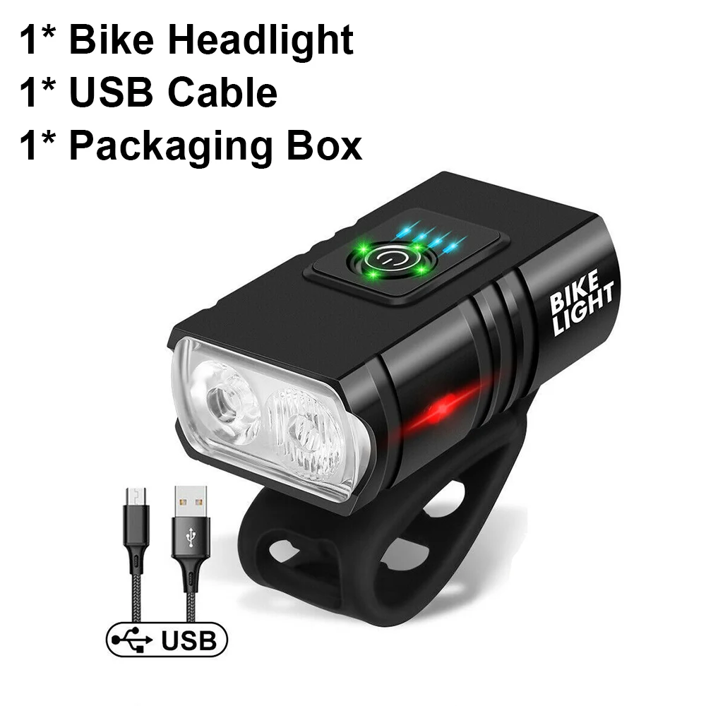 Luce per bicicletta 2T6 LED anteriore USB ricaricabile MTB lampada per bicicletta da montagna 1000LM faro per bici torcia elettrica accessori per ciclismo coda