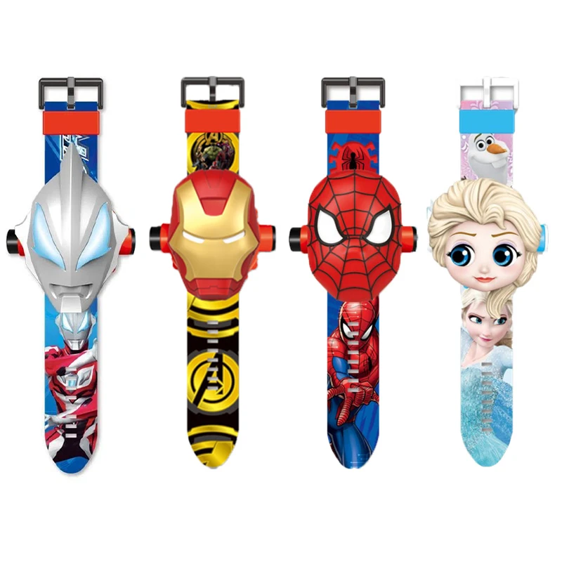Reloj Digital de proyección para niños, relojes de superhéroes de Marvel, Spiderman, Iron Man, proyector princesa Dinsney, regalos de navidad|Militar figuras de acción| - AliExpress