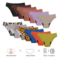 Seamless Menstrual Period Swimming Panties 4-Layer Leakproof Heavy Flow Mesh Briefs Fast Absorbent Panties Plus Size Briefs 3XL 1