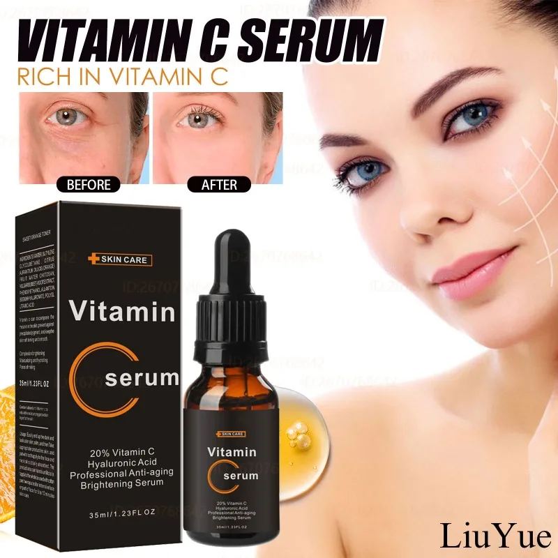 

Women Anti-aging Vitamin C Serum Fade Spots Freckle Essence Hyaluronic Acid Whitening Skin Care Products Face Anti-wrinkle Serum