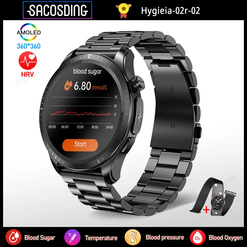 

Hygieia-02r-02 Health Smartwatch 1.39-inch 360*360 HD Touch Large Screen ECG Smart Watches Monitoring Non-invasive Blood Glucose