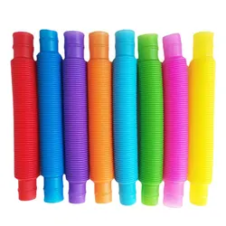 8PCS Colorful Stretchy Corrugated Tubes - Stress Relief & Educational Toy Set (8PCs)