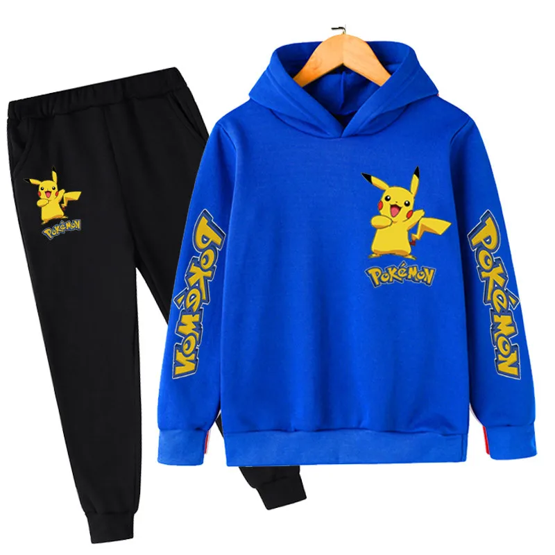 children's hoodie 2022 New Children's Clothing Pikachu Hoodie Pokemon Cotton Children's Sweater Suit Two-piece Suit For Men And Women 4-14 T kid hoodie for sale Hoodies & Sweatshirts