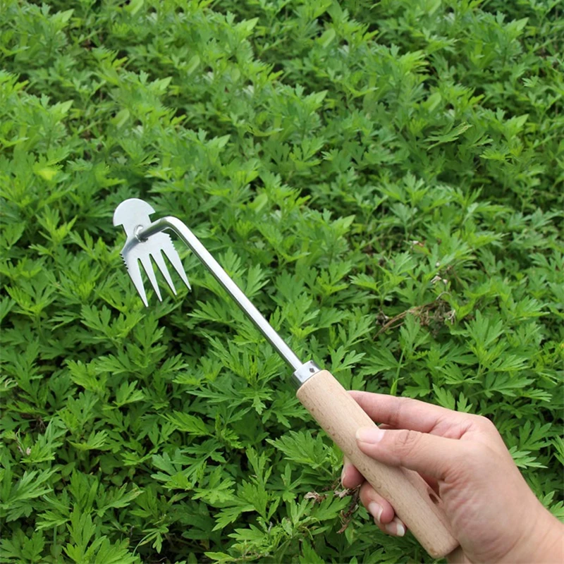 Weeding Tool Weed Puller Weeder Hand Remover 50cm 4 Teeth Dual Purpose For Garden