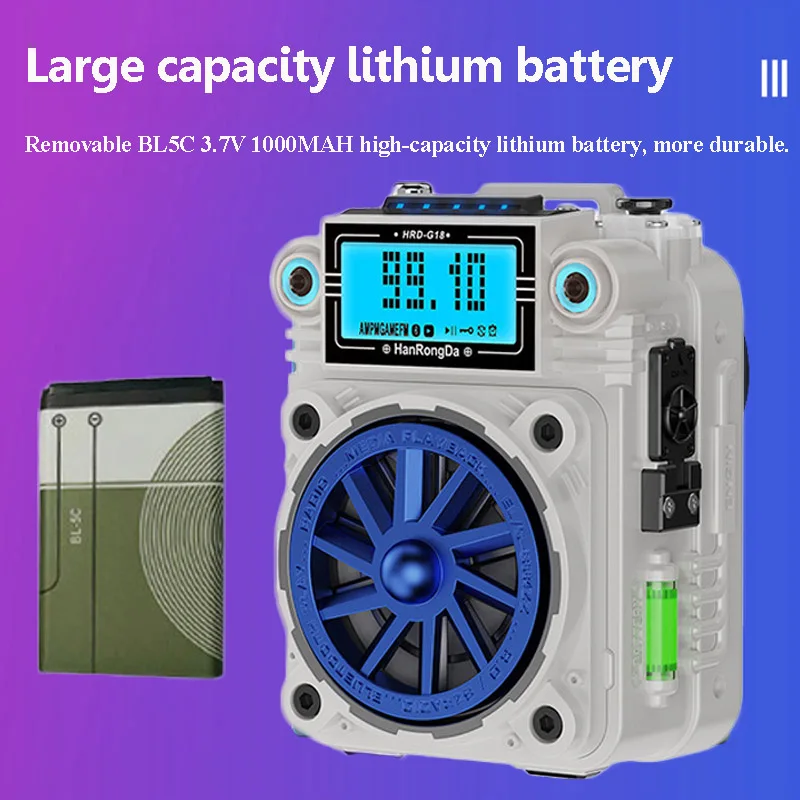 Mini Portable FM 76-108mhz Radio Portable DSP Radios Alarm Clock Wireless Metal Bluetooth Speaker TF Music Player APP Control