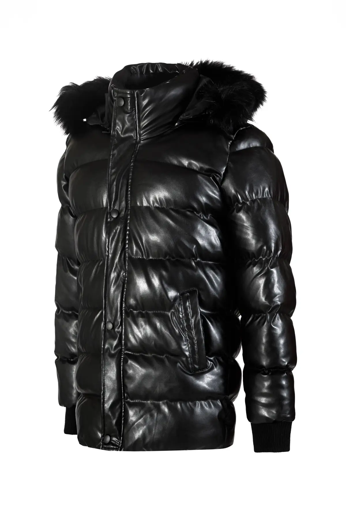 Shiny Fur Hooded Black Parka Winter Wear Inflatable Coat Comfortable Padded Jacket Keeps Warm New Season Dresses From Turkey