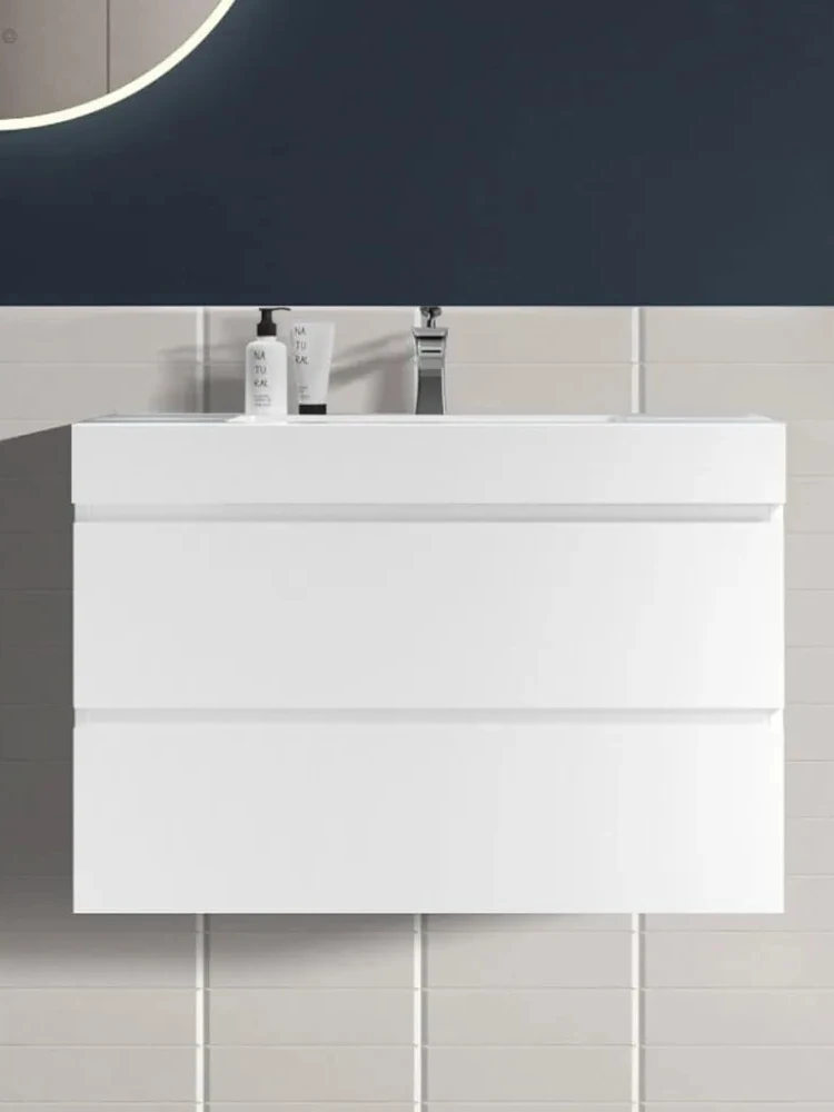 Floating bathroom vanity with washbasin, bathroom cabinet with upper drawers and soft closure, 36."