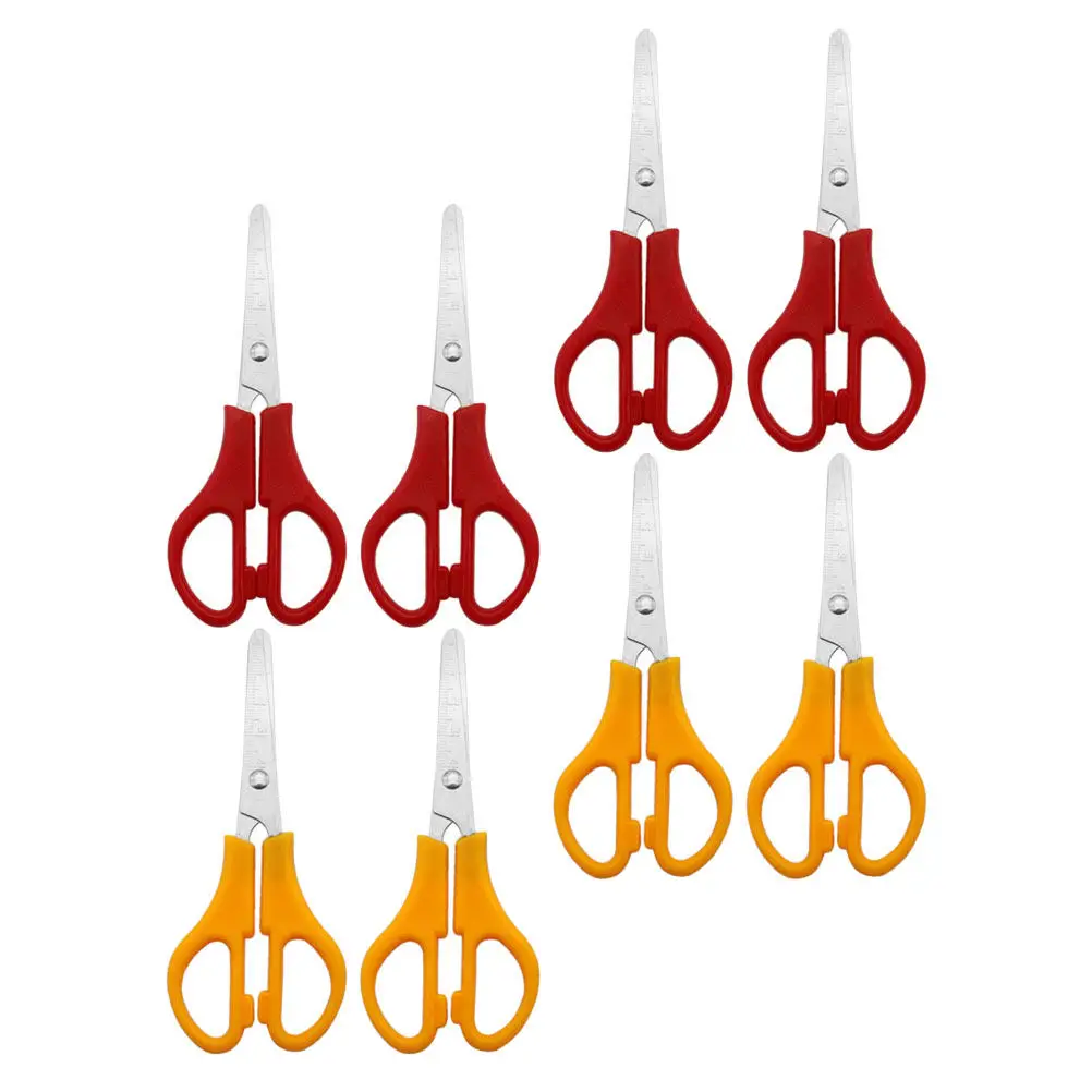 8Pcs 가정용 라운드 팁 가위 다목적 DIY 휴대용 수공예품 가위 무작위 액세서리
