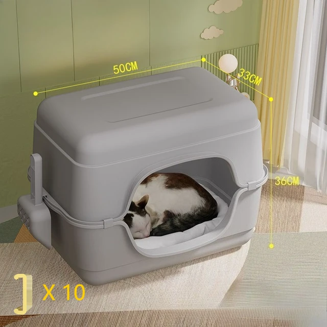 Cat Bedpans Litter Box Waterproof Pet Toilet & Beds 2-in-1 XL Large Size for Maine Coon Stray Cats Durable Easy Clean Outdoor 5
