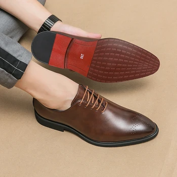 Luxury Mens Leather Shoes High Quality Men's Shoes Fashion Oxford Wedding Men Dress Leather Shoes 2024 Gentleman Office Man Shoe 6