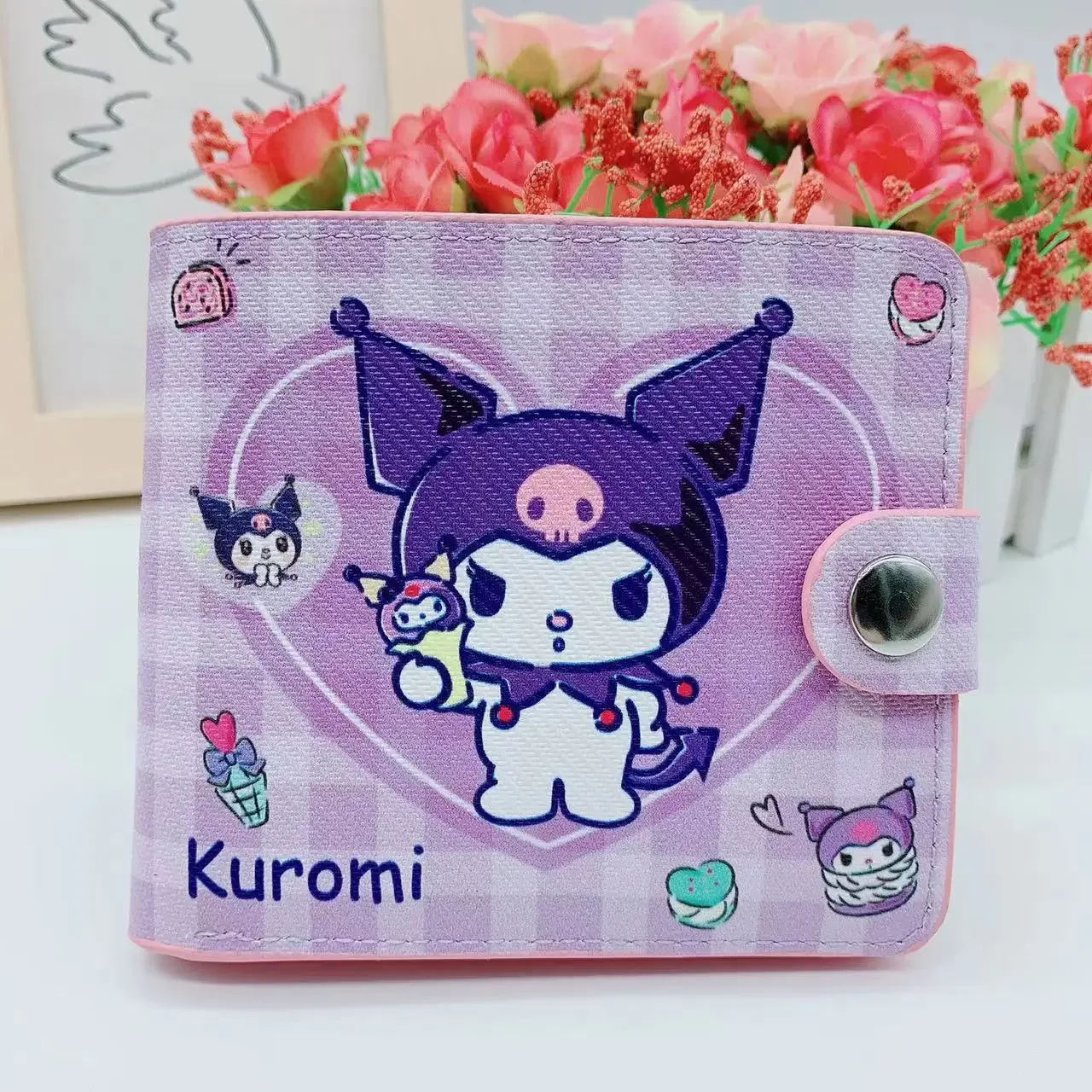 Sanrio Women's PU Wallet Cartoons Hello Kitty Kulomi Melody Cinnamoroll Printing Portable ID Card Holders Coin Purse Girl Gifts