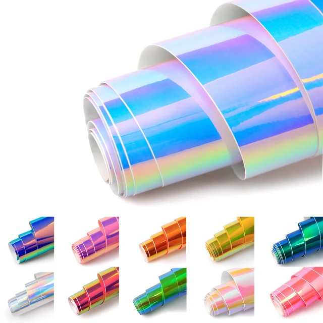 HTVRONT 12 x 10FT Holographic Sparkle Silver Glitter Adhesive Vinyl  Permanent Roll for Cricut 