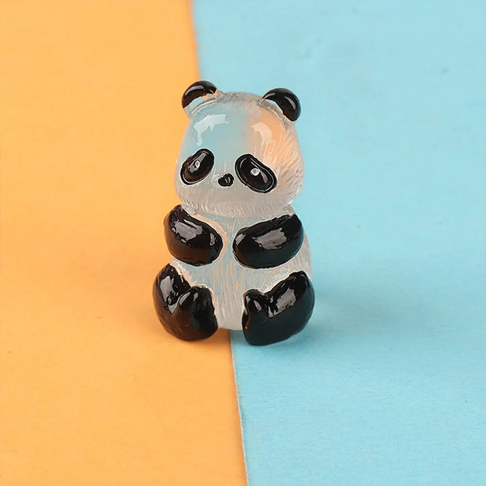 

10pcs Miniature Panda Lovely Mini Panda Figurines Glow in the Dark Cute Cupcake Toppers Animal Ornaments