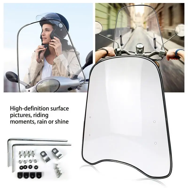 

Motorcycle Windscreen Transparent Curved Windshield Extension Wind Deflector Shield Frame& Accessories For Bike Scooter Yamah-a