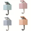 Cartoon Cute Cat Hooks Non-marking Strong Adhesive Hooks No-hole Hanging Clothes Hook Behind The Door Wall Hooks Key Hanger 5