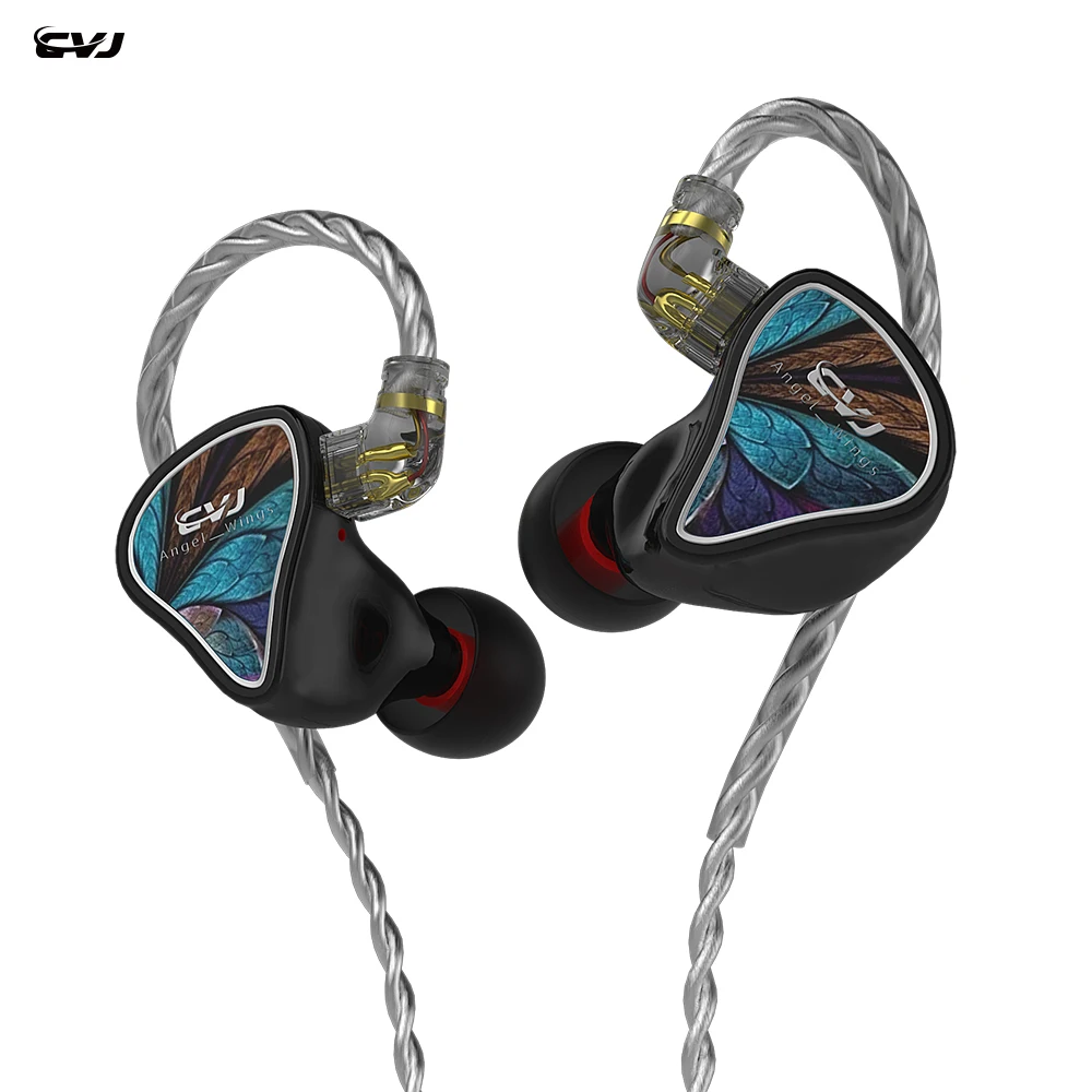 

Проводные наушники CVJ с крыльями ангела, гибридные наушники 1BA + 1DD, Hi-Fi наушники-вкладыши, 3D печать, музыка, игровая гарнитура со съемным кабелем
