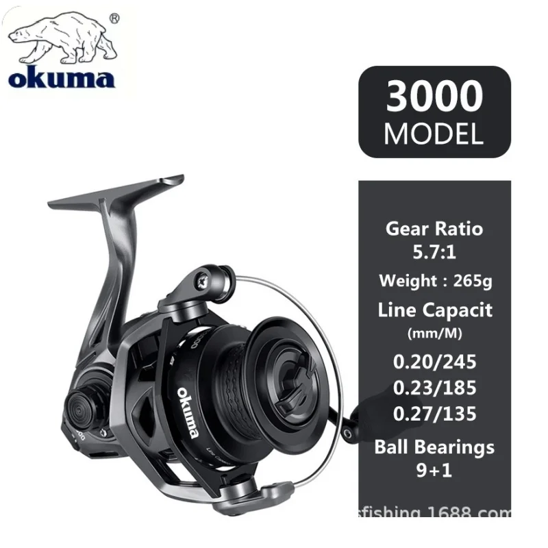 OKUMA Fishing Spinning High speed ratio No gaps BE2000-4000 Fishing Reel 10KG MaxDrag 9+1Bearing Speed Ratio 5.7:1 spinning wheel