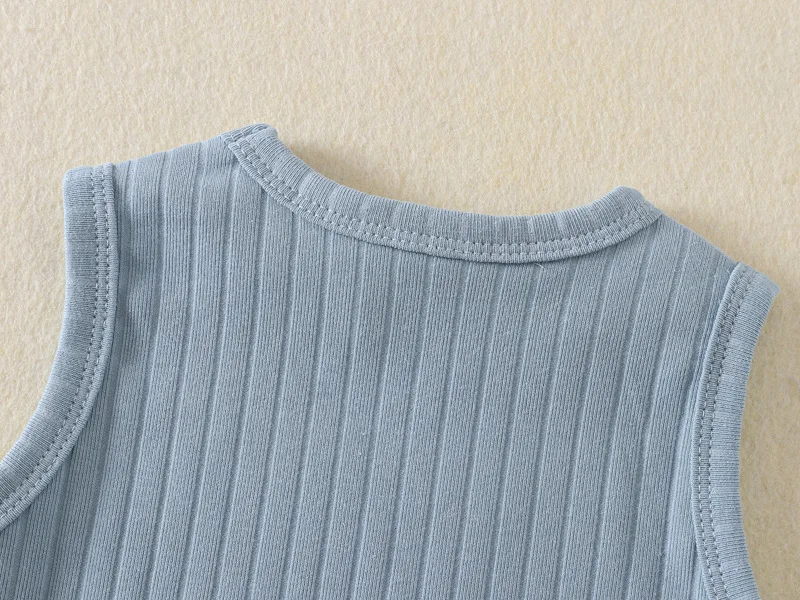 Newborn Baby Rompers Toddler Boys Girls Summer Ribbed Sleeveless Bodysuit Jumpsuit Pure Cotton Infant Knitted Romper Solid Color 5