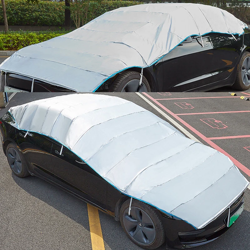 Automatische Auto Abdeckung für Tesla Modell 3 Y Auto Versenkbare SUV  Wasserdicht Reflektierende Streifen 10S Lagerung Folding Tragbare Außen -  AliExpress