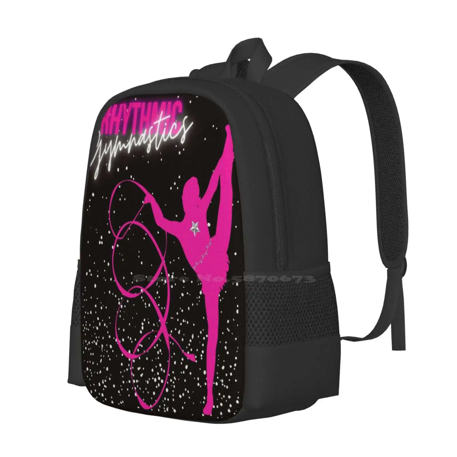 Girls Rhythmic Gymnastics Magenta Pink Ribbon School Bags Travel Laptop Backpack Rhythmic Gymnastics Pink Girls Gymnastics