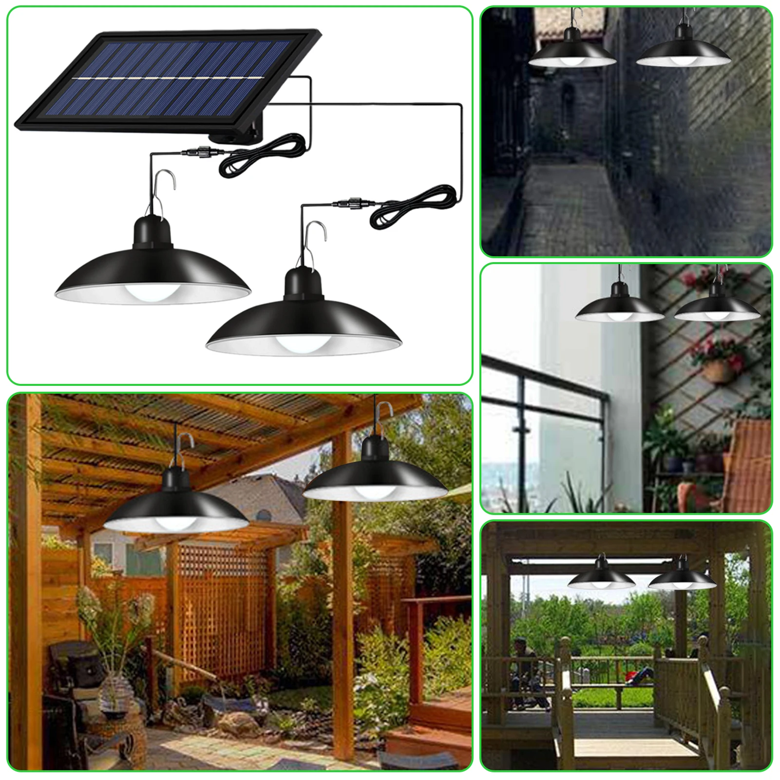 IP65 Double Head Solar Pendant Light Outdoor Indoor Solar Lamp With Line Warm White/White Lighting For Camping Garden Yard small solar lights