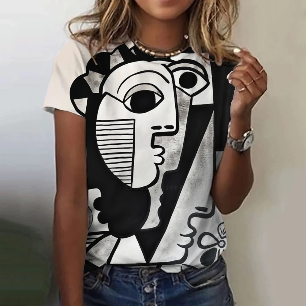 Dam t-shirt för sommar med 3d blommig tryck oversized topp_voghion.com