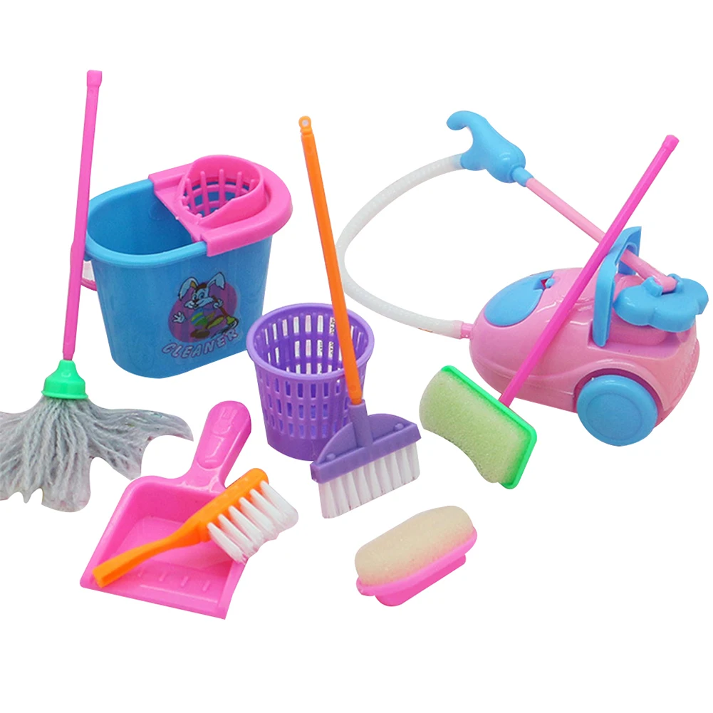 9pcs Kitchen Home Cleaning Tools Educational Toys Broom Brush Toys Home Decoration House Cleaner for Kids Children