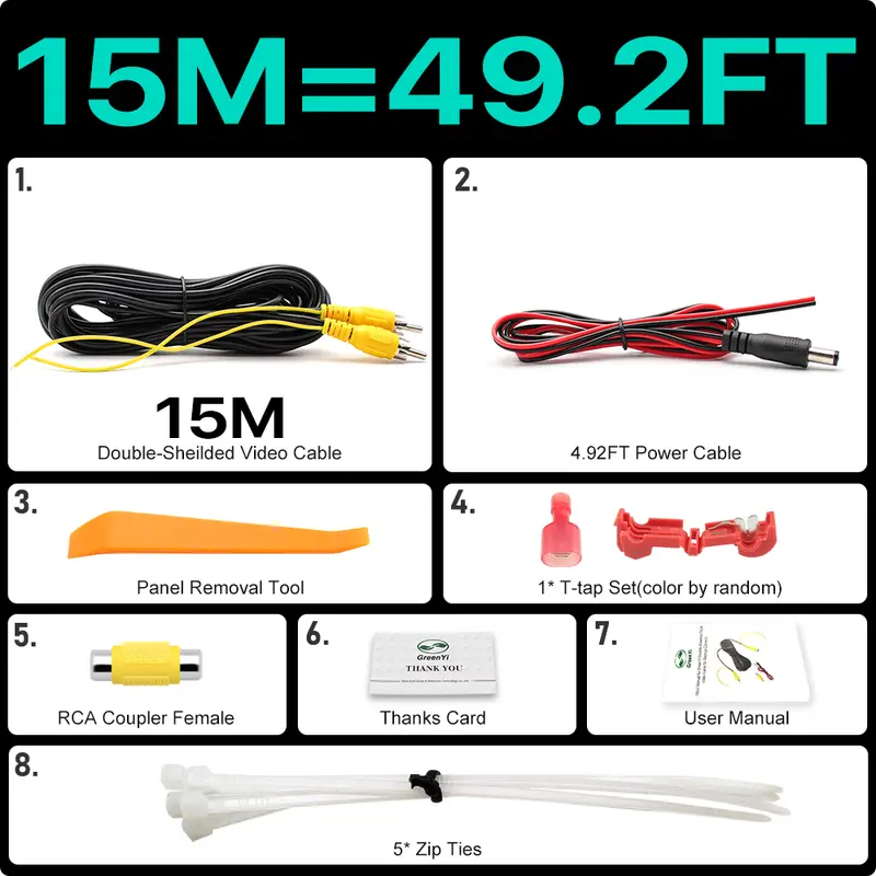 GreenYi Upgraded Double-Shielded RCA Video Cable for Monitor and Backup Rear View Camera Connection 6m 10m 15m 20m AV Extension - Image 9