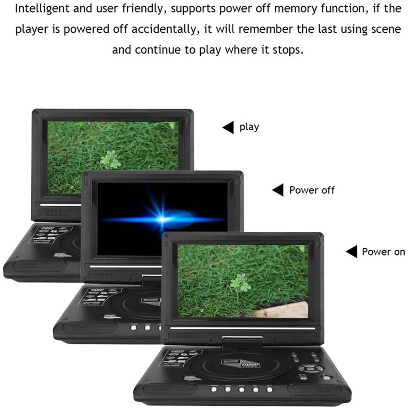 Home Car TV DVD Player 9.8inch 16:9 270&deg; Rotatable LCD Screen Portable VCD Compact Disc MP3 Viewer Game Function