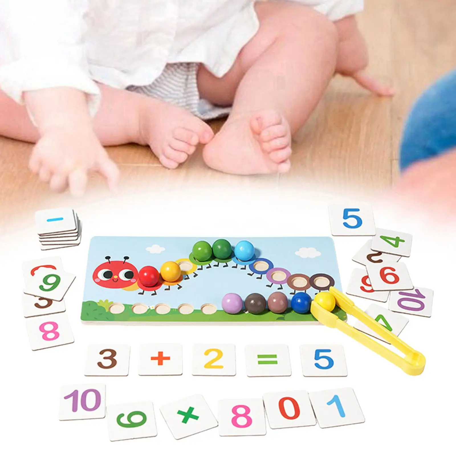 Color Sorting Matching Toy Preschool Learning Rainbow Caterpillar Beads Puzzle for Girls Boys 3 4 5 Year Old Birthday Gifts