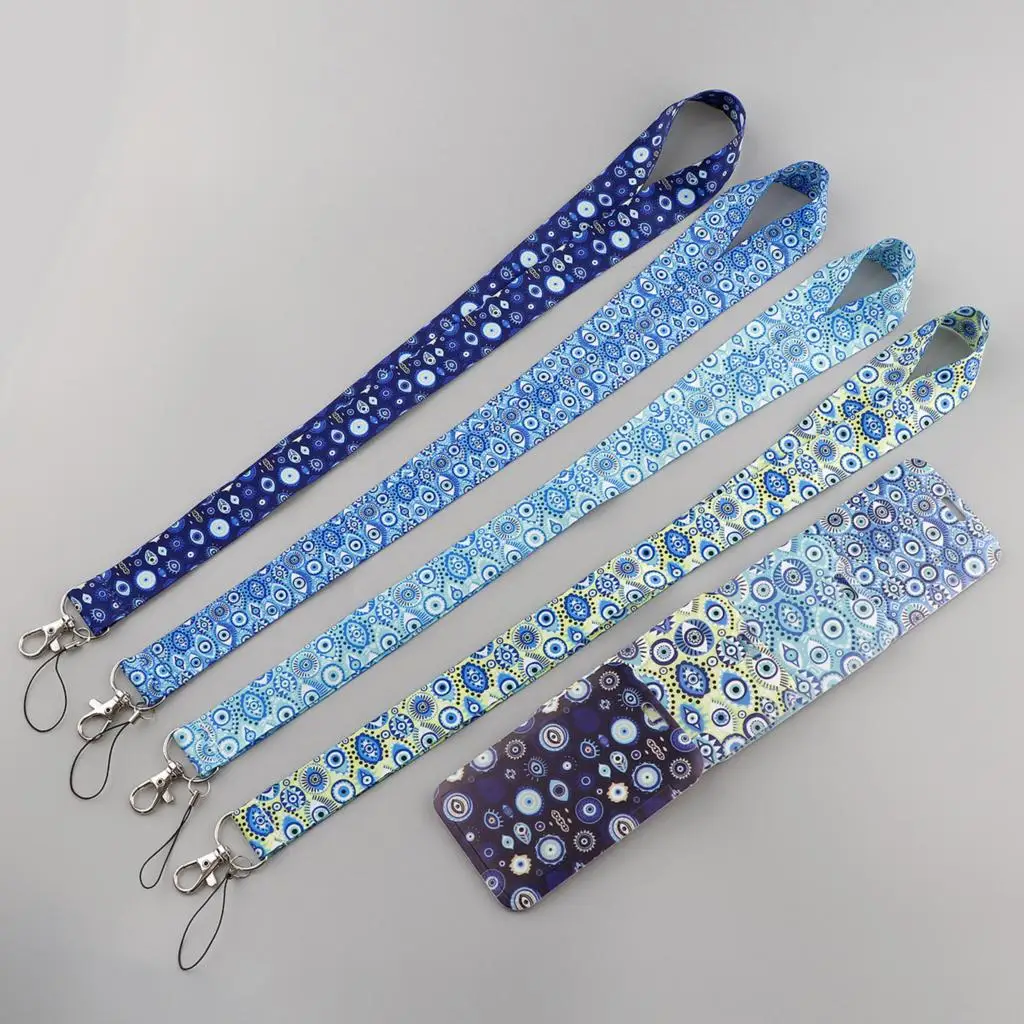ER1918 Turkish Evil Eye Lanyard For Key ID Card Gym Blue Phone Straps USB Badge Holder DIY Hang Rope Fashion Lariat Lanyard Gift