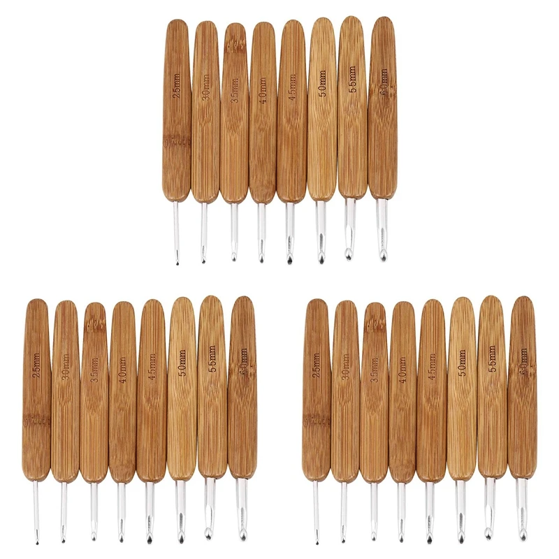 

Набор бамбуковых вязальных спиц для начинающих, 24X, Смешанная алюминиевая ручка, стандартные бамбуковые вязальные спицы, плетеная пряжа