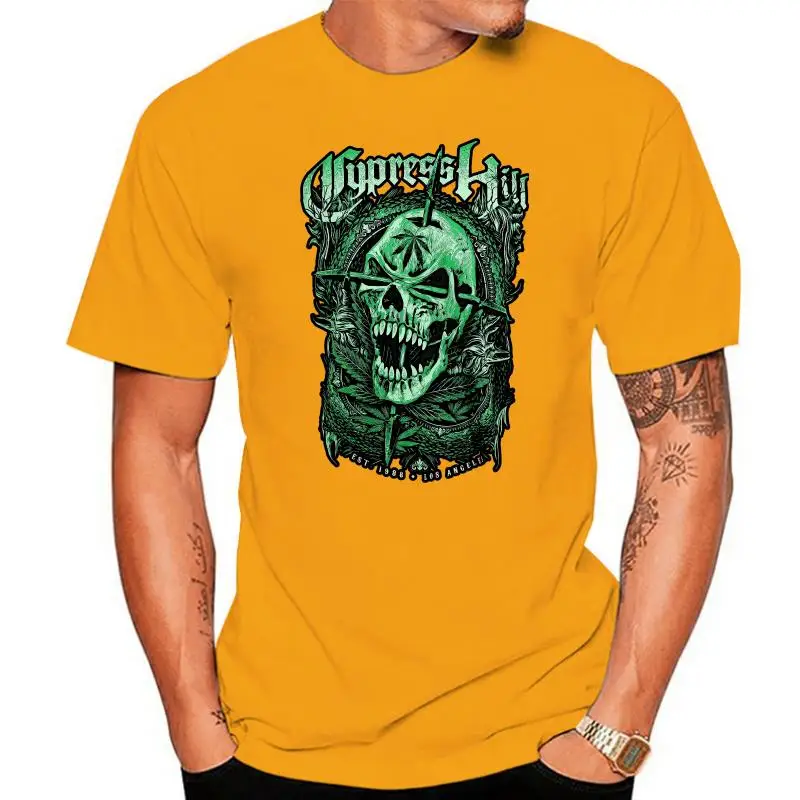 Autentica Maglietta Slim Fit Cypress Hill Green Skull S-2Xl Novità