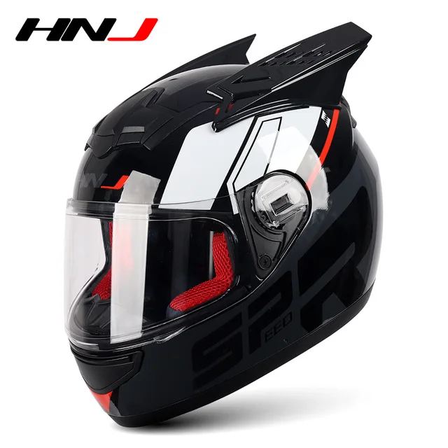 Full Helmet Motorcycle Kask Casco Moto Female Cycling Cap Horn Pink Man Motorcross Motorbike Helmet Casco De Moto HNJ939 939AntifogLenHornHel