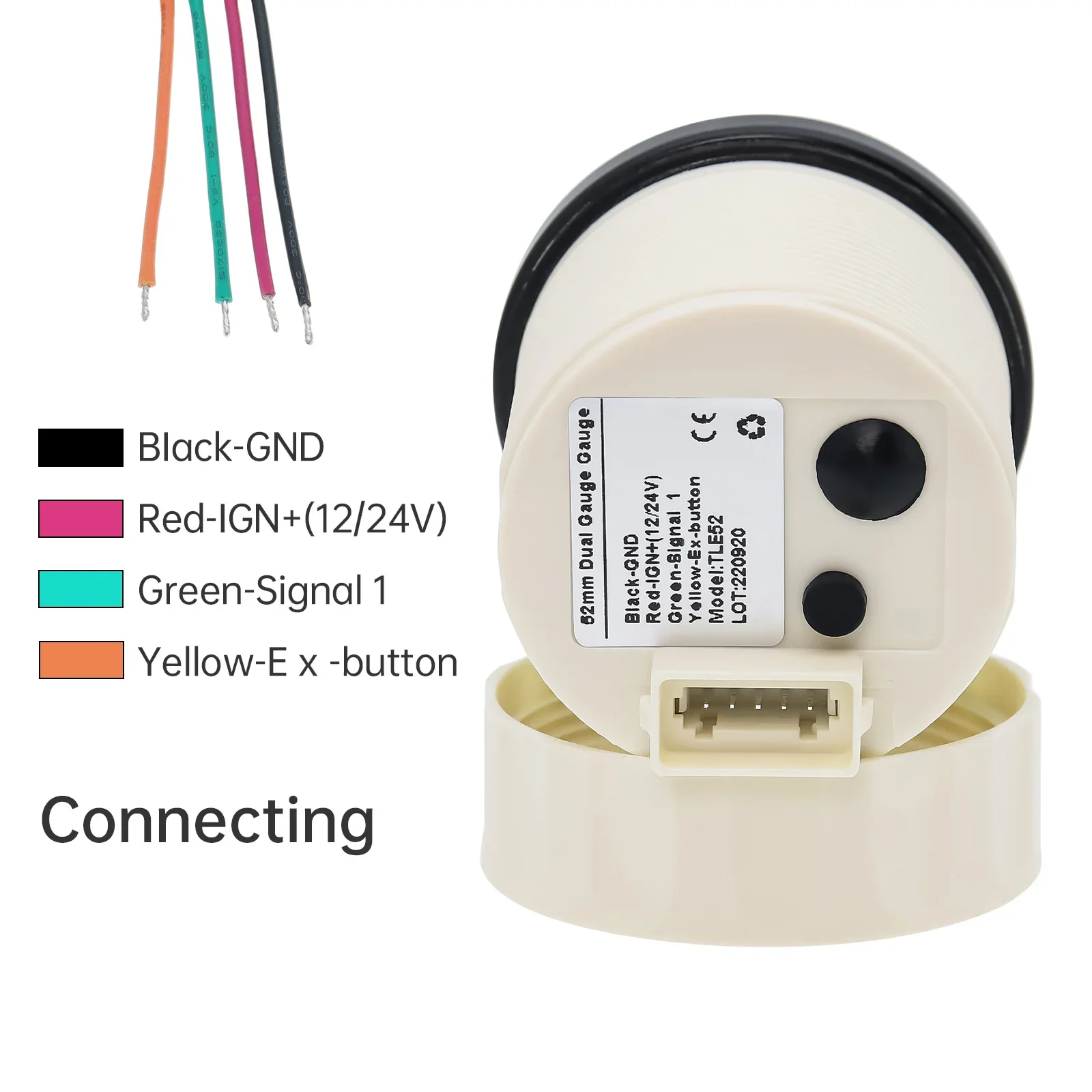 러시아 창고 녹색 LED 디지털 듀얼 게이지, 연료 레벨 계량기 및 전압계, 알람 포함, 자동차 보트 요트, 12V 24VDC, 52mm, 2 in 1