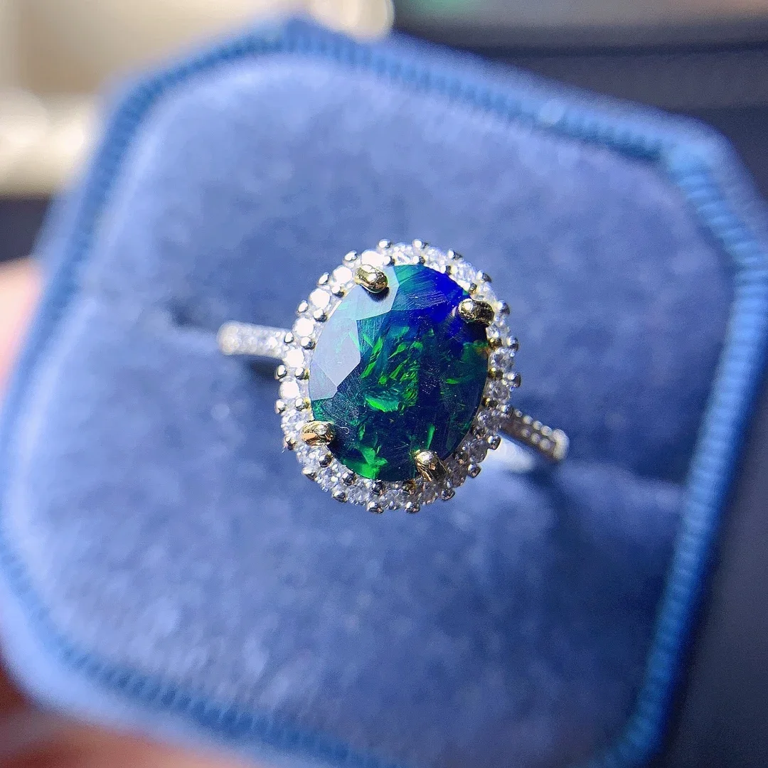 S925 Sterling Silver Black Opal Natural Gem Jewelry Ring Women's Luxury Women's Necklace with free Christmas shipping S925 Sterling Silver Black Opal Natural Gem Jewelry Ring Women's Luxury Women's Necklace with free Christmas shipping