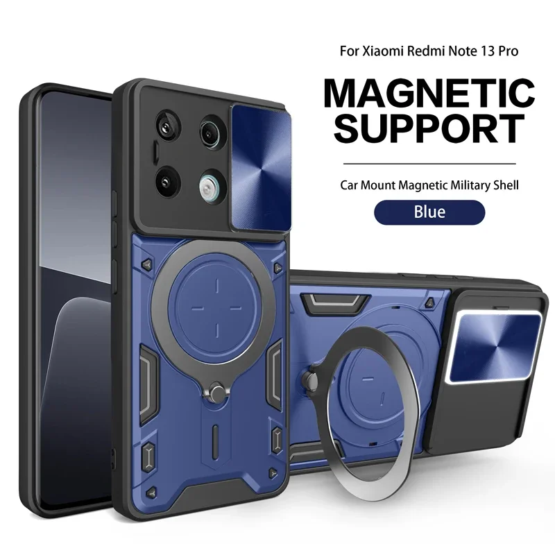 Coque de protection magnétique pour appareil photo Armor Slide pour Xiaomi Redmi Note 13 12 11 10 Pro Plus Redmi Note 13 12 12S 11S 10S 5G_voghion.com