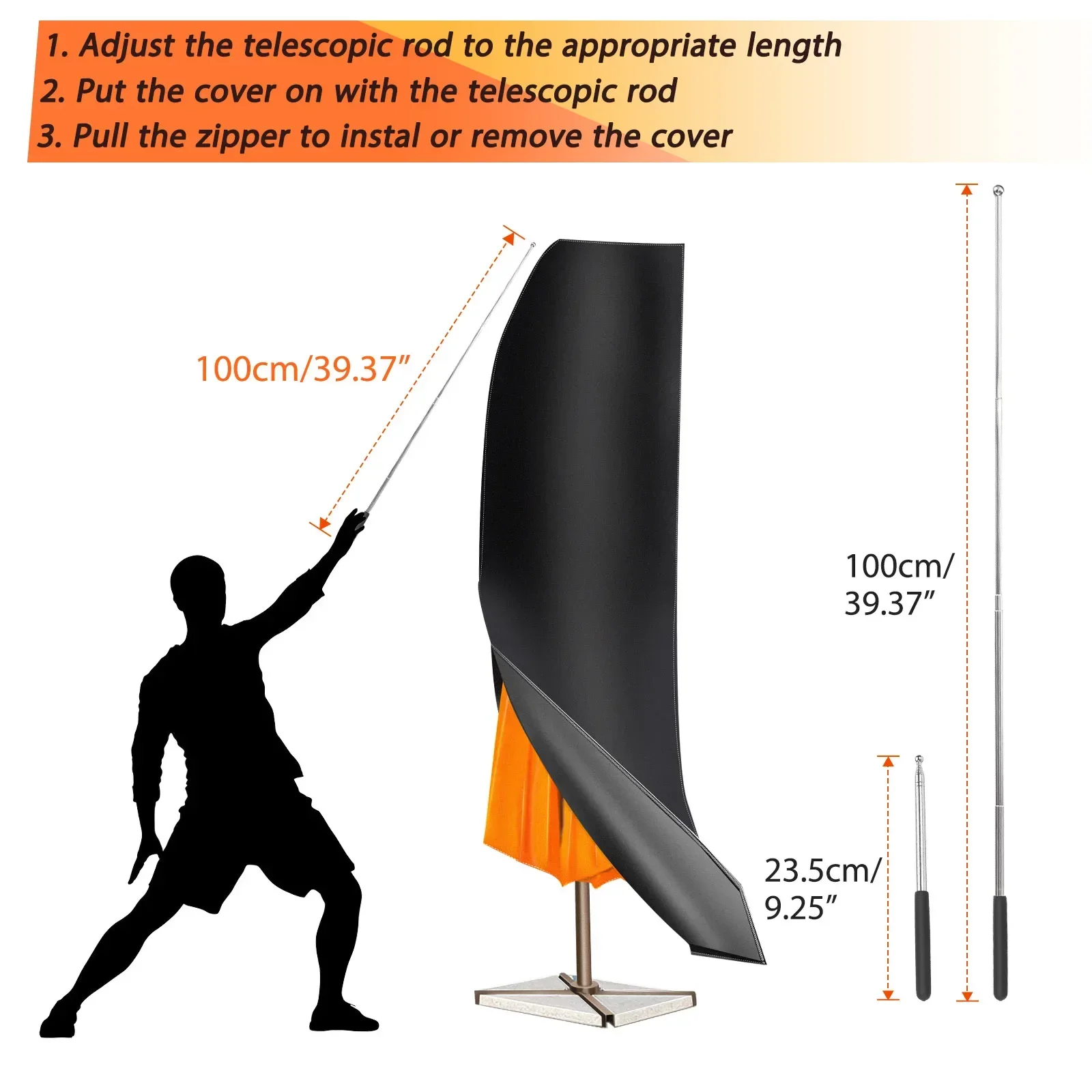 420D Oxford Cloth Waterproof Weatherproof Outdoor Sunshade Umbrella Cover Garden Patio Cantilever Parasol Rain Cover Accessories