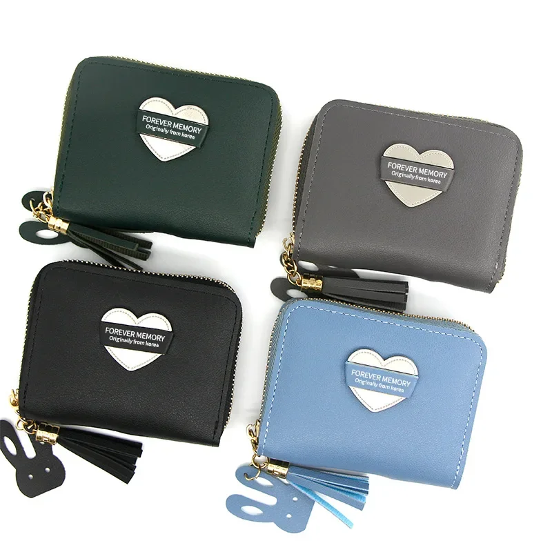 

New Fashion Retro Versatile Short Wallet Women's Personalized Simple Change Handbag Solid Color Love ID