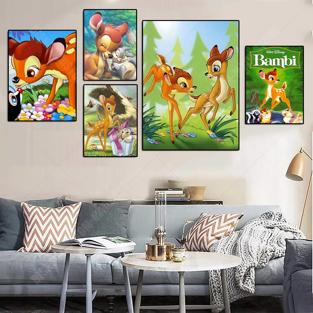 

Disney Movie Bambi Canvas Painting Cartoon Poster Prints For Kids Bedroom Nursery Wall Art For Bedroom Home Decor Cuadros