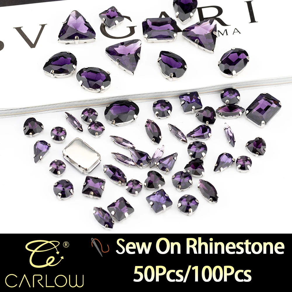 Glass Sew on Rhinestones Multi Shape Mix Size Flat Back Colorful For Wedding Dress