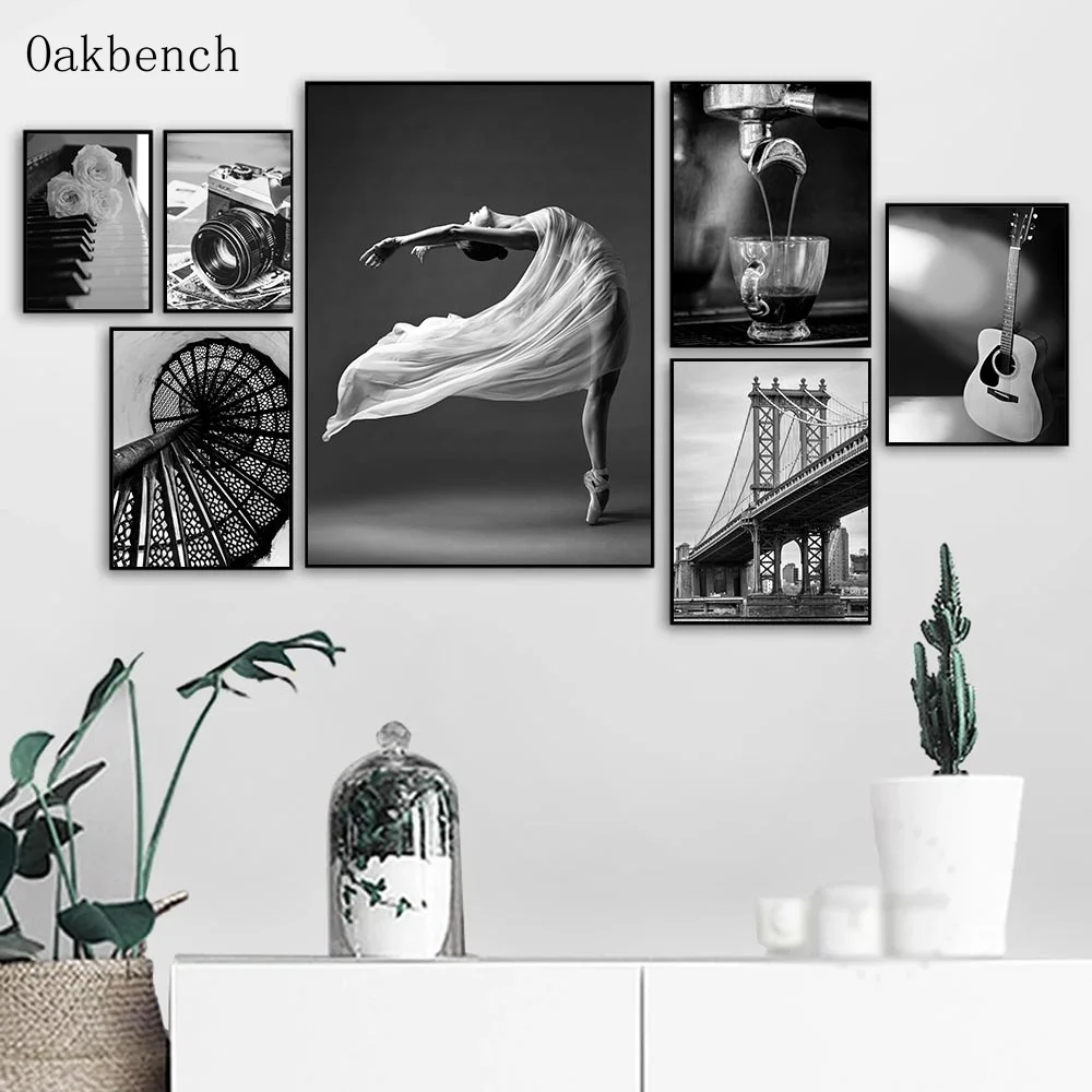 Городской пейзаж холст искусство семейная гитара камера печать город